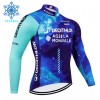Wielershirt 2024 Decathlon Ag2r Lange Mouw Winter Thermal Fleece Blauw
